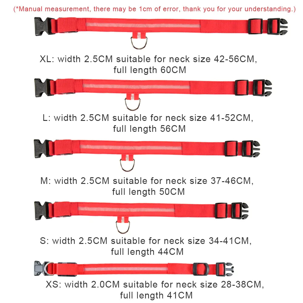 LED Dog Collar – Adjustable, Waterproof, Light-Up Pet Collar with Flashing Modes for Night Safety & Visibility