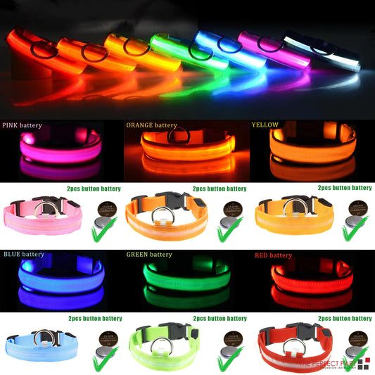 LED Dog Collar β Adjustable, Waterproof, Light-Up Pet Collar with Flashing Modes for Night Safety & Visibility