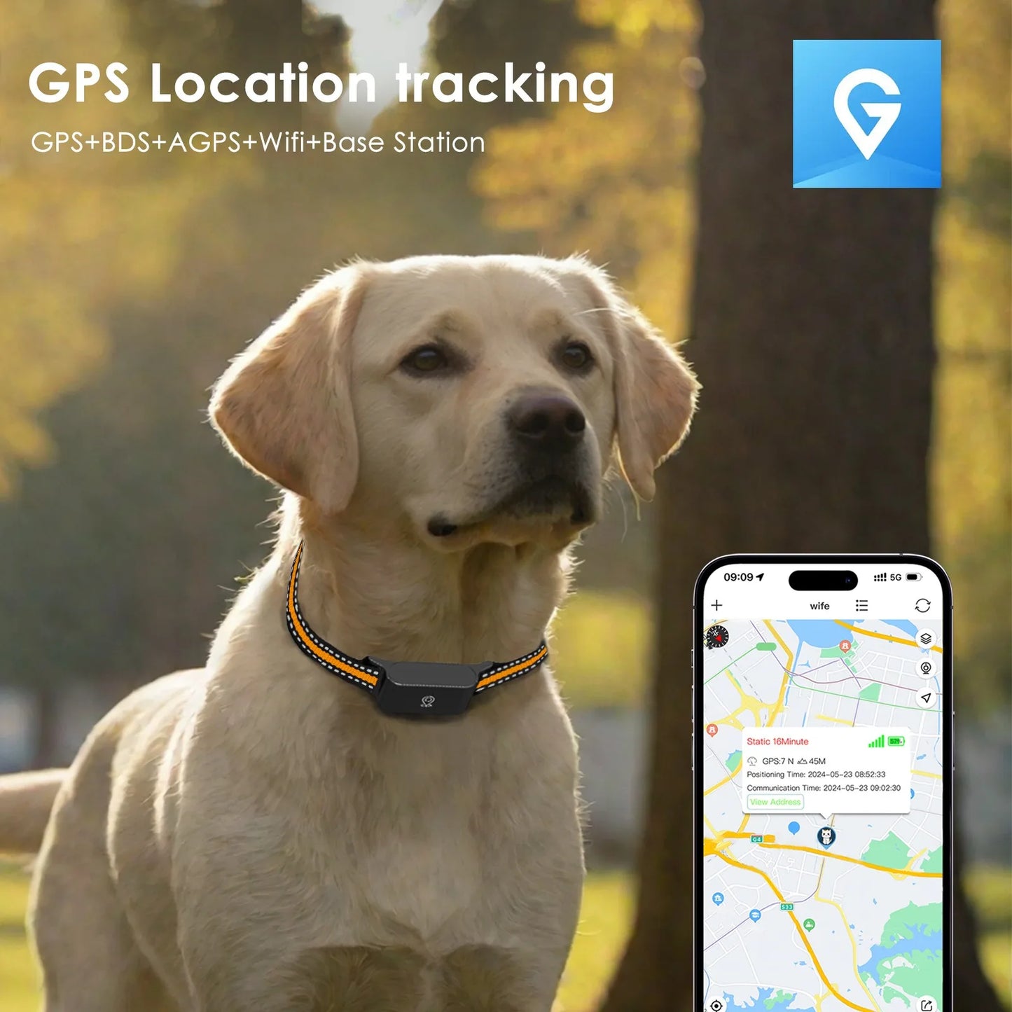 4G GPS Pet Tracker Collar - Real-Time Tracking & Anti-Lost Dog Locator with Electronic Fence