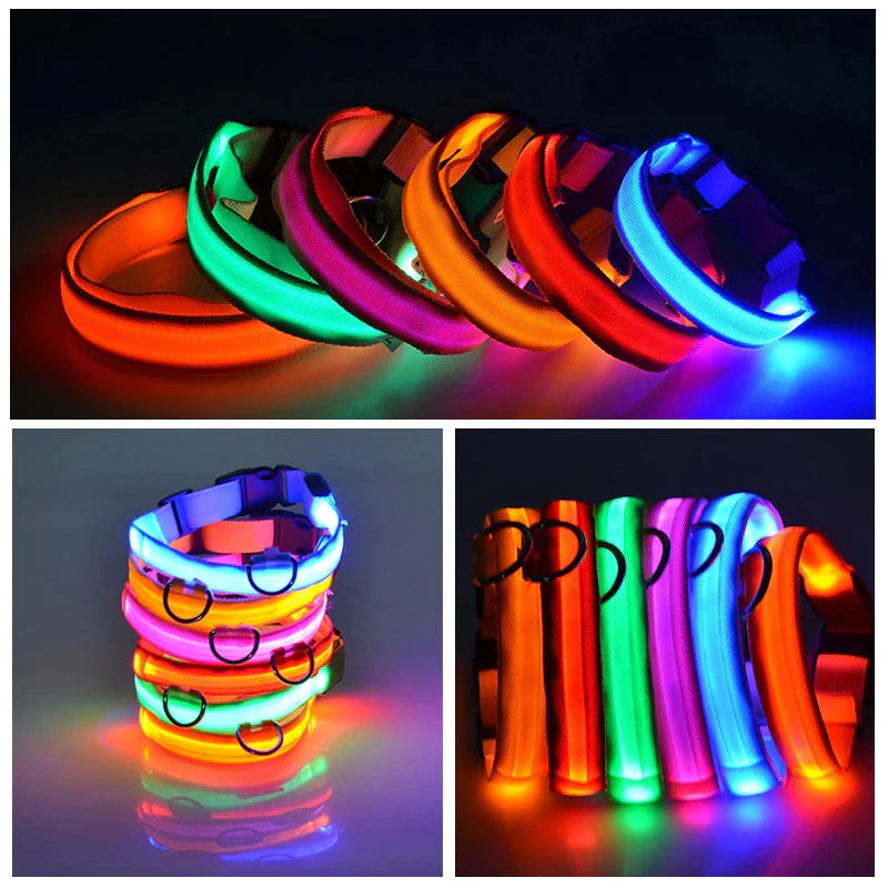 LED Dog Collar – Adjustable, Waterproof, Light-Up Pet Collar with Flashing Modes for Night Safety & Visibility