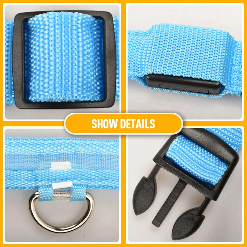 LED Dog Collar – Adjustable, Waterproof, Light-Up Pet Collar with Flashing Modes for Night Safety & Visibility