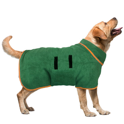 Microfiber Dog Drying Towel Robe - Super Absorbent Adjustable Bathrobe for All Sizes