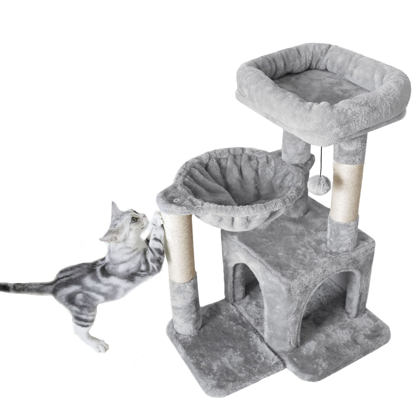 Cat Tree Tower with Hammock & Scratching Post