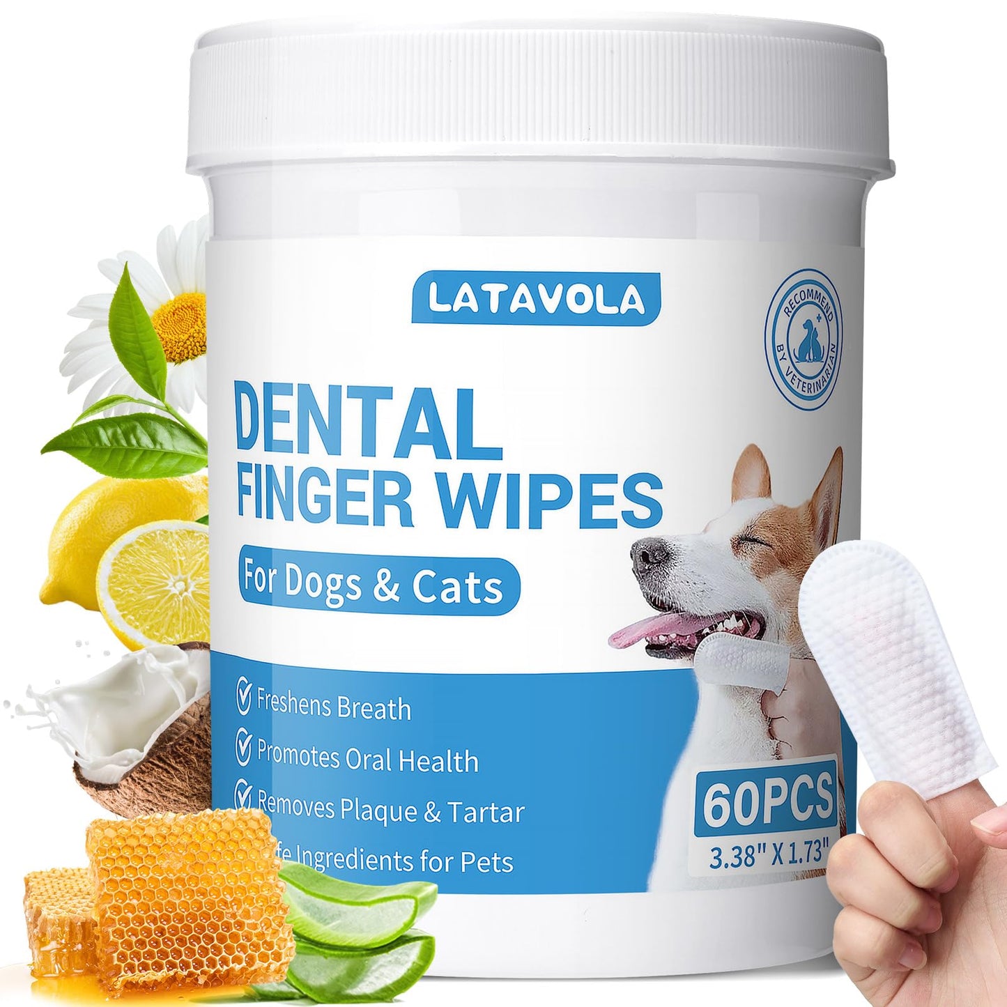 Dog & Cat Dental Cleaning Finger Wipes 58 Count