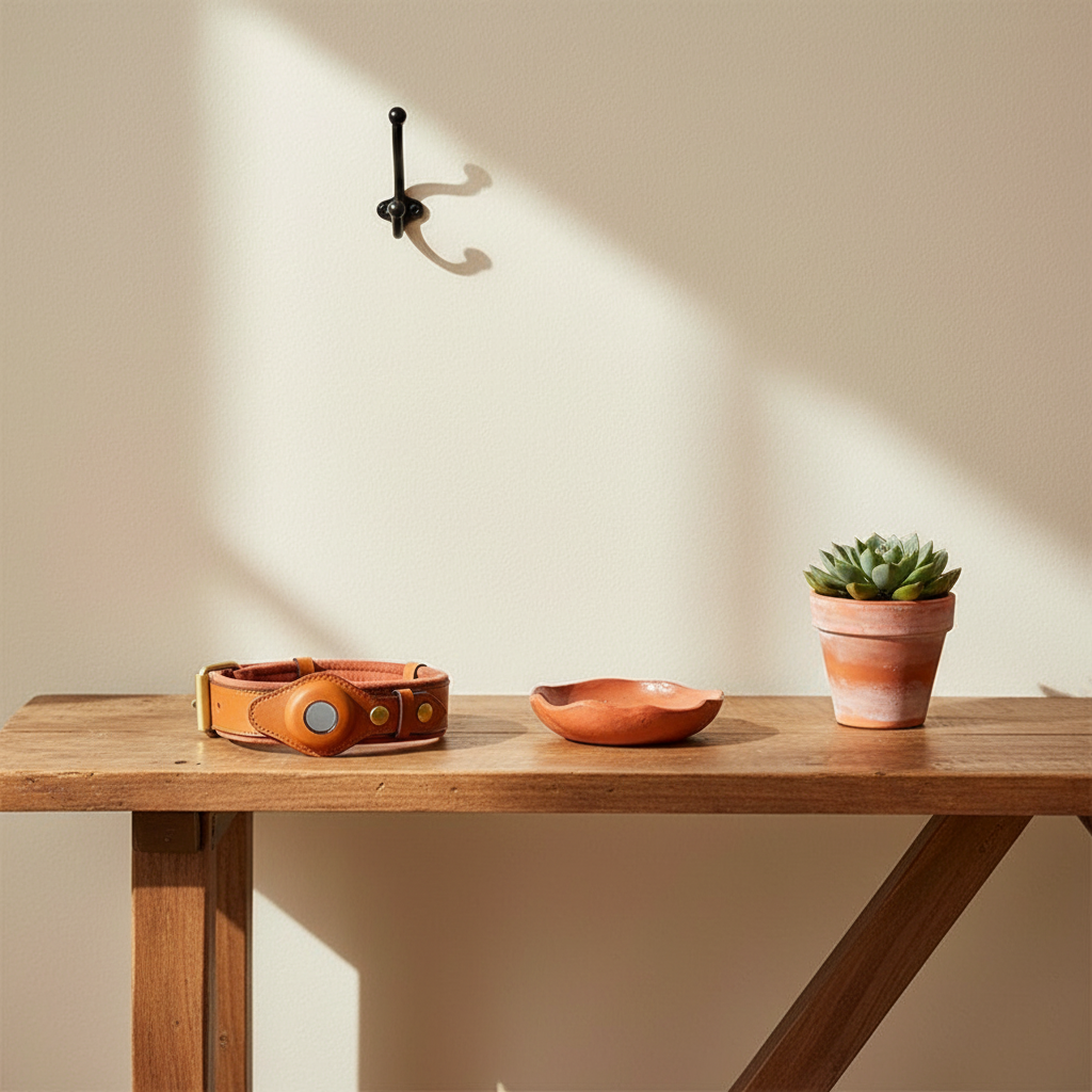 Genuine Leather Anti-Lost Dog Collar - lifestyle AI photoshoot