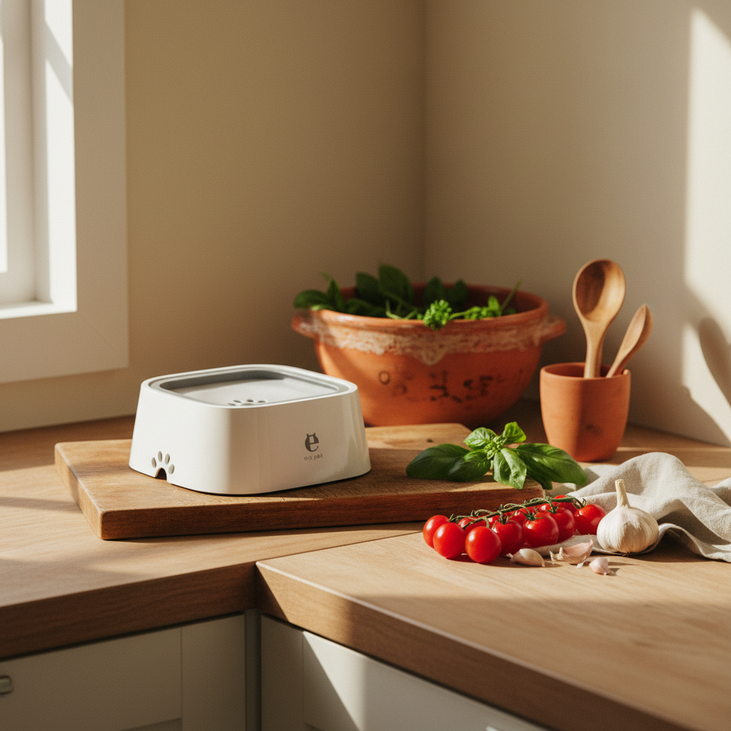 Stainless Steel Pet Food & Water Bowl - lifestyle AI photoshoot