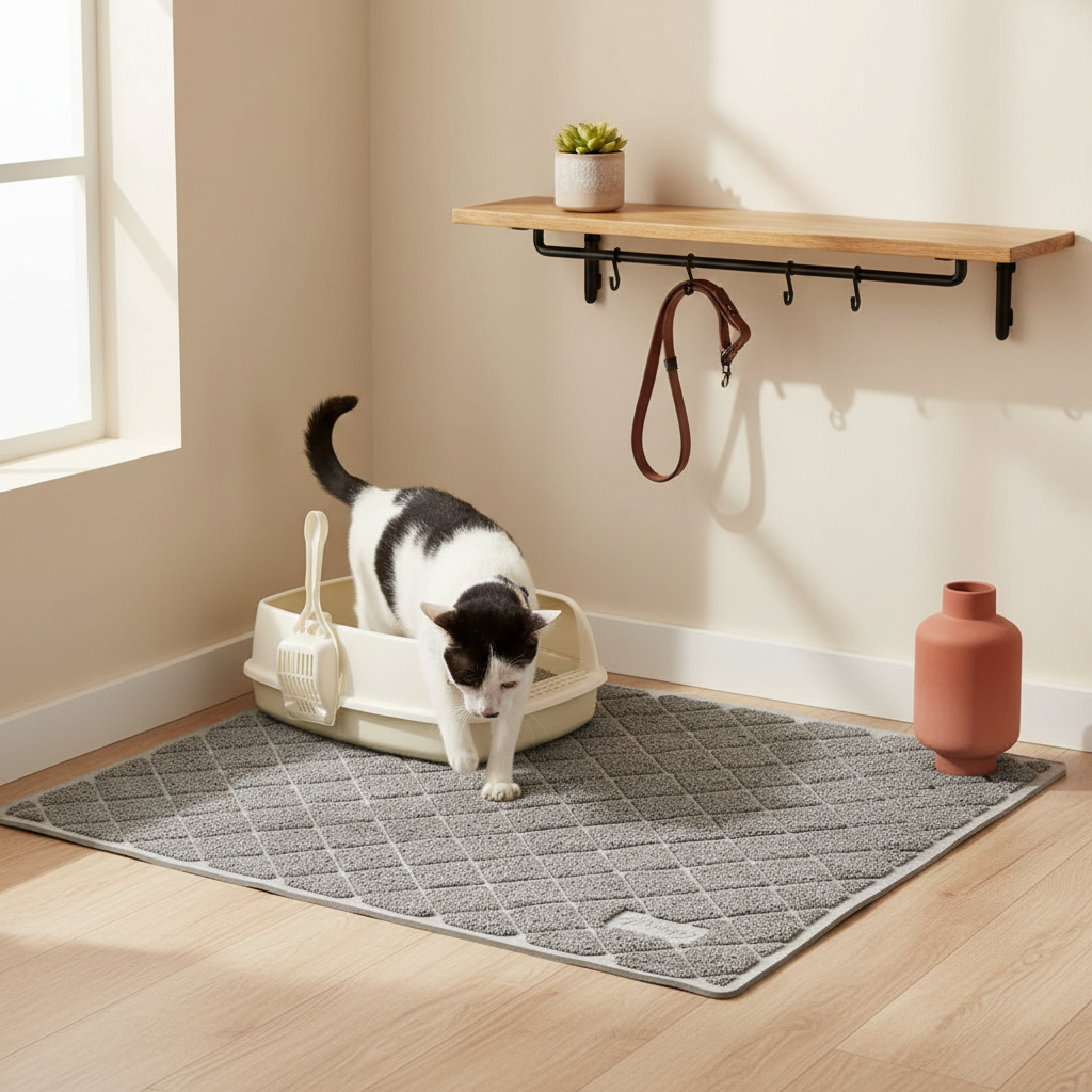 Non-Slip Premium Cat Litter Mat - lifestyle AI photoshoot
