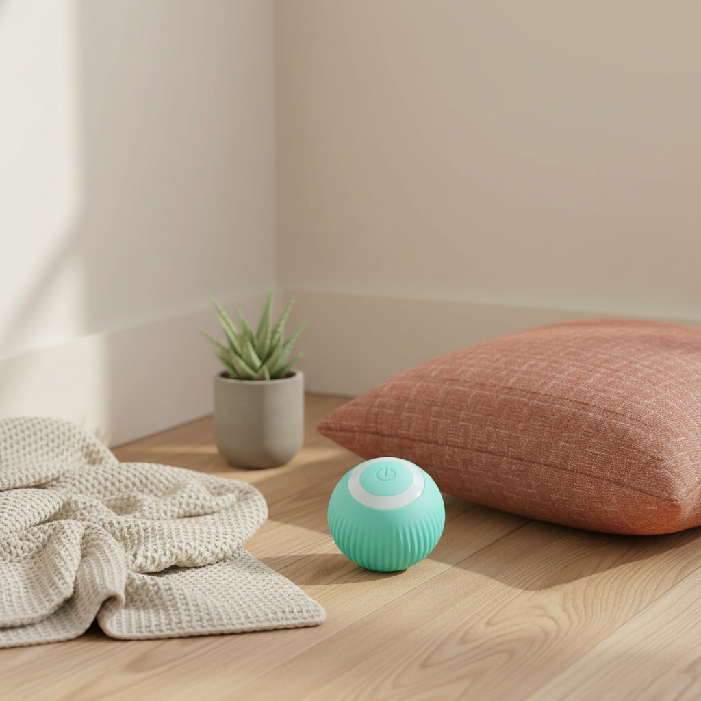 Bouncy Rolling Ball Pet Toy - lifestyle AI photoshoot