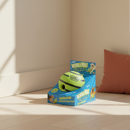 Wobble Wag Treat Dispensing Dog Toy - lifestyle AI photoshoot