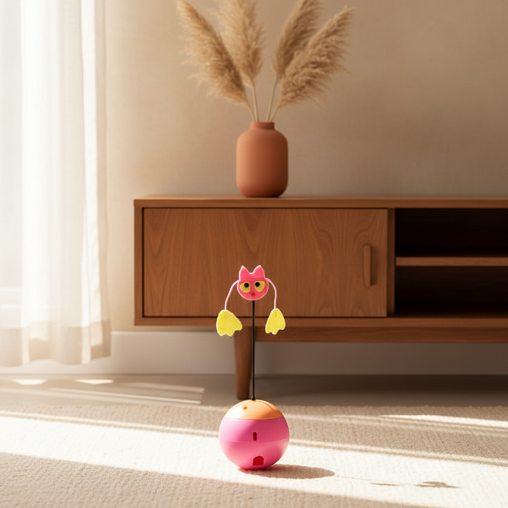 Wobble Cat Treat Feeder Toy - lifestyle AI photoshoot