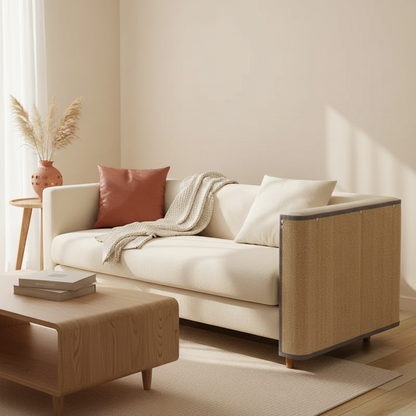 Vertical Cat Scratching Post & Sofa Protector - lifestyle AI photoshoot