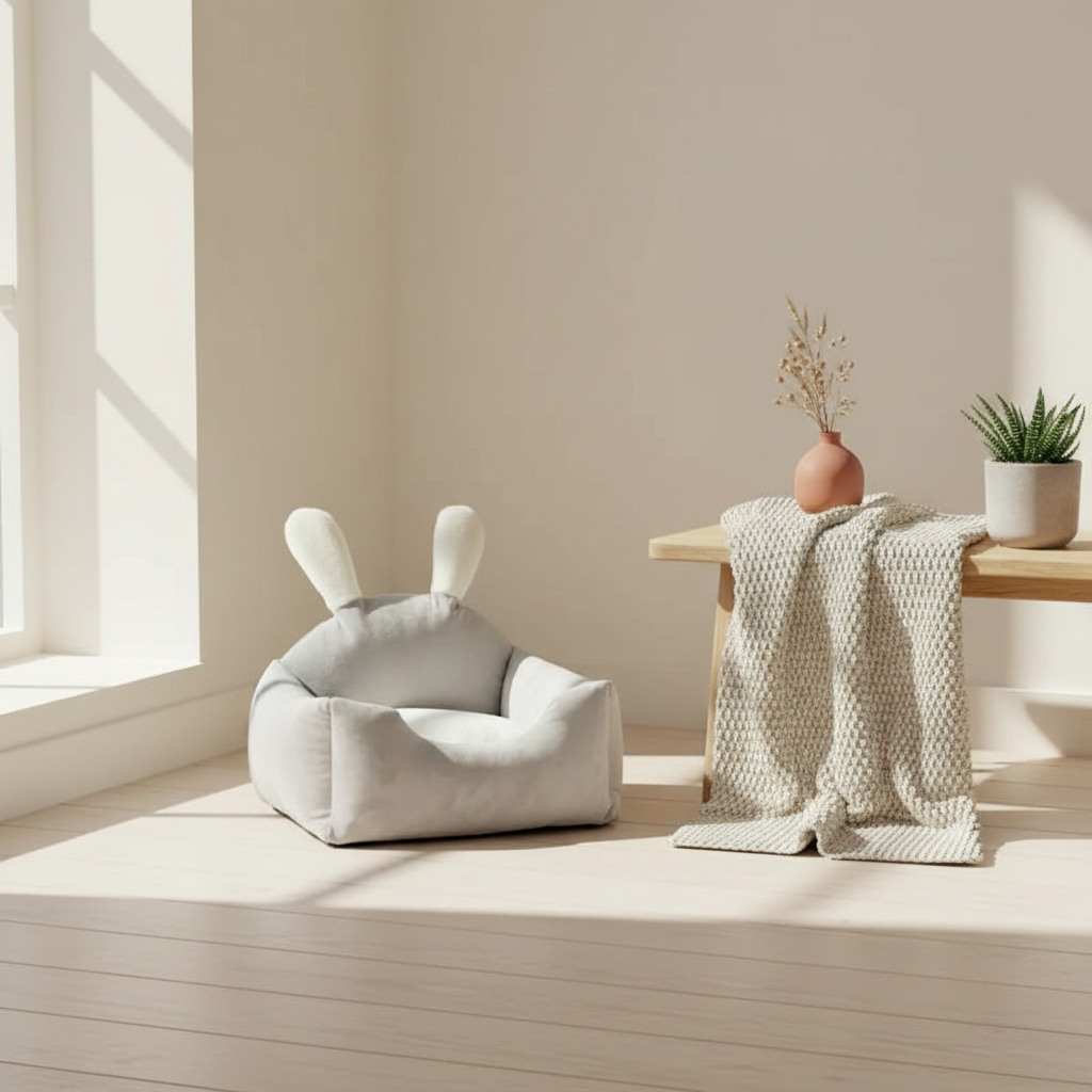 All-Season Washable Dog Bed with Cushion - lifestyle AI photoshoot