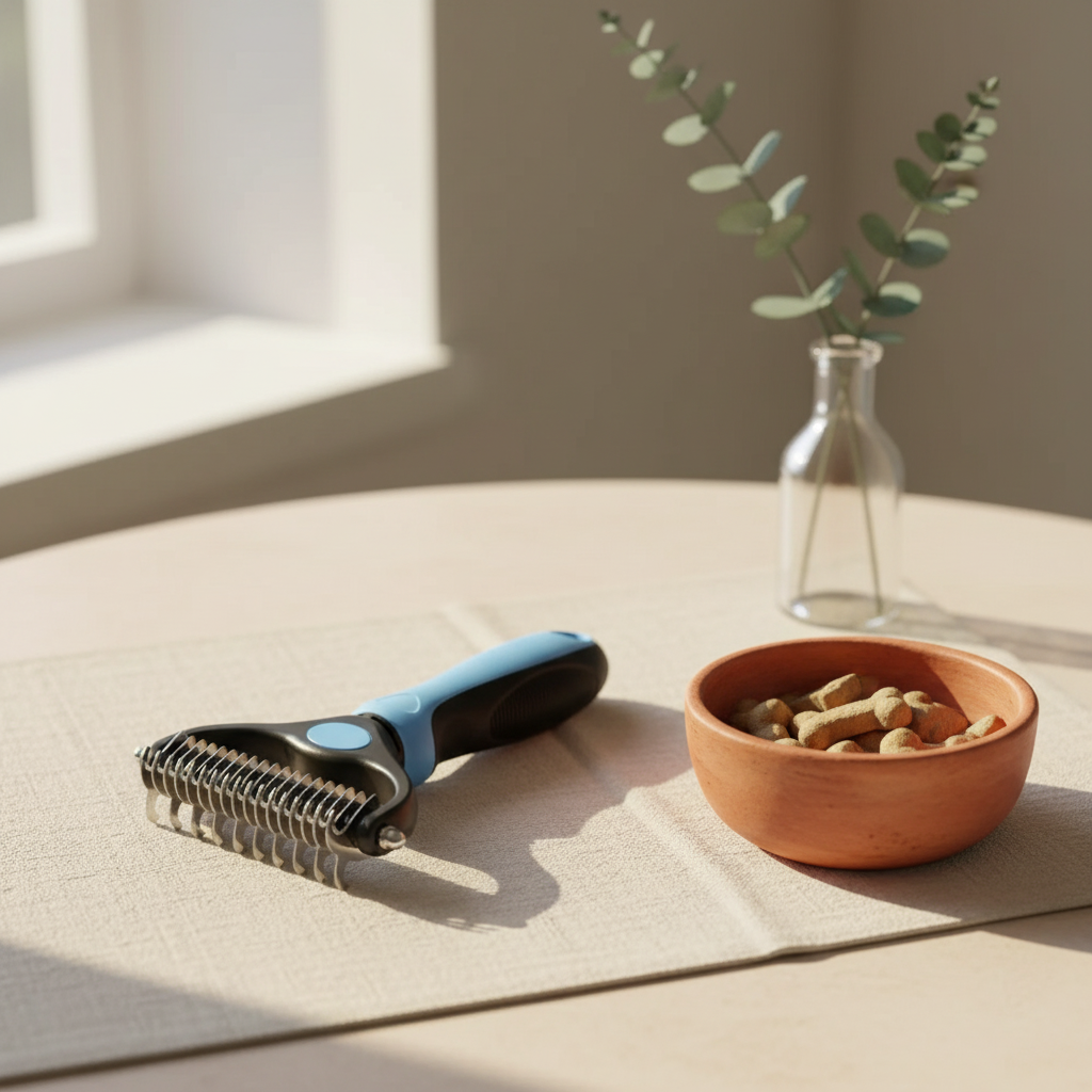Professional Double-Sided Pet Grooming Brush - lifestyle AI photoshoot