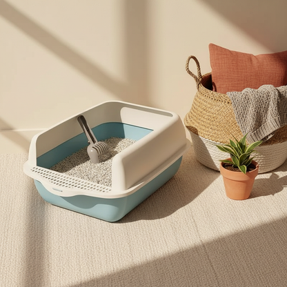 Large Semi-Enclosed Cat Litter Box - lifestyle AI photoshoot