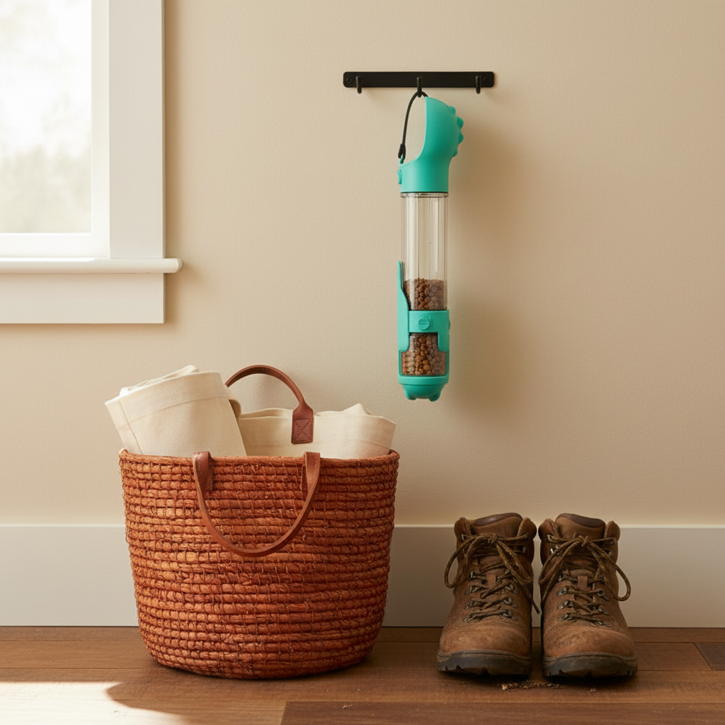 3-in-1 Portable Dog Water Bottle & Food Dispenser - lifestyle AI photoshoot