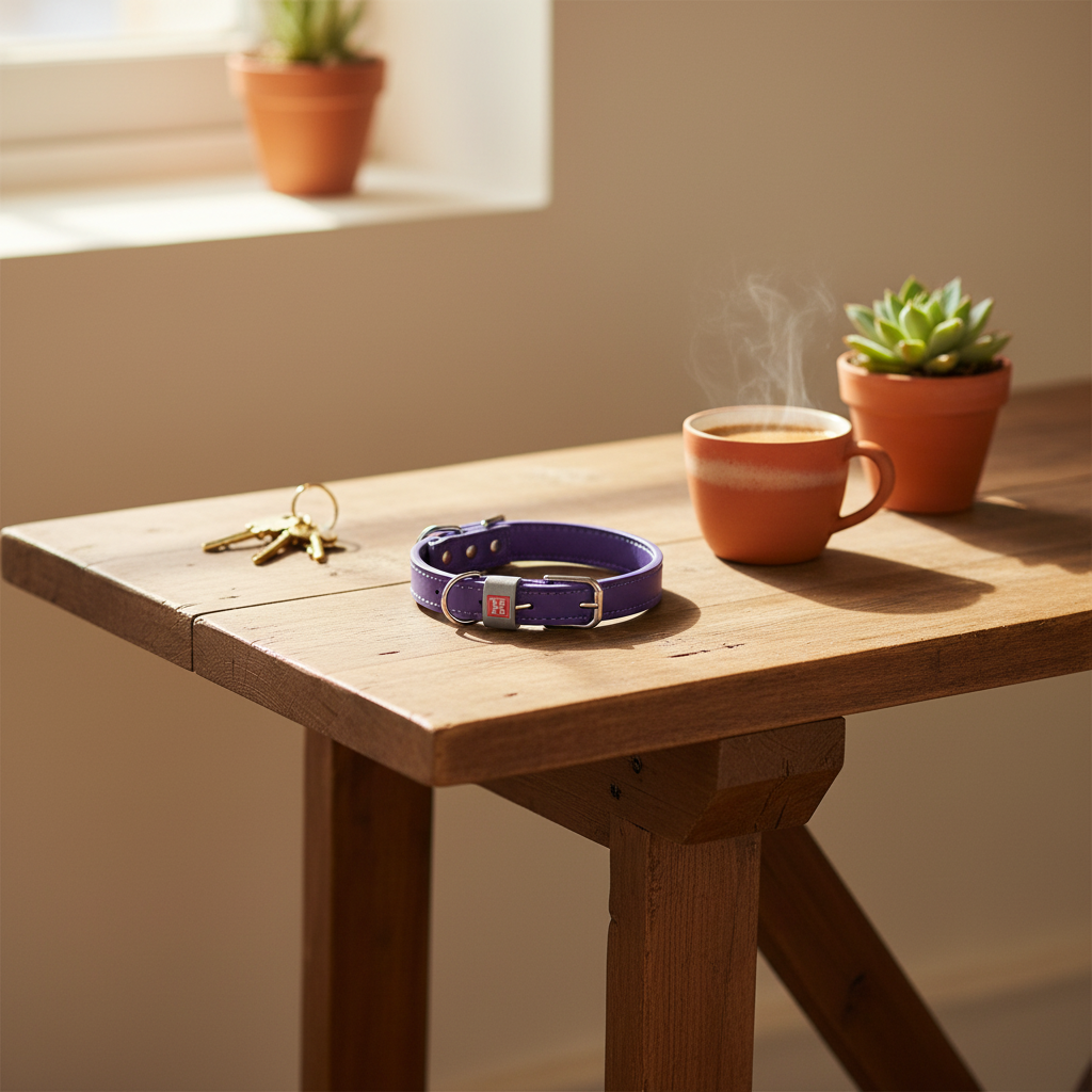 Genuine Leather Dog Collar for XSmall Dogs - lifestyle AI photoshoot