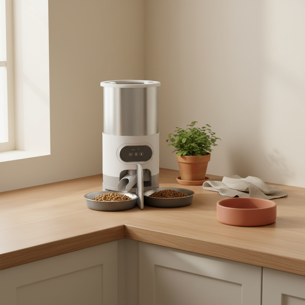 Automatic Pet Feeder with Timer & Voice Recording - lifestyle AI photoshoot