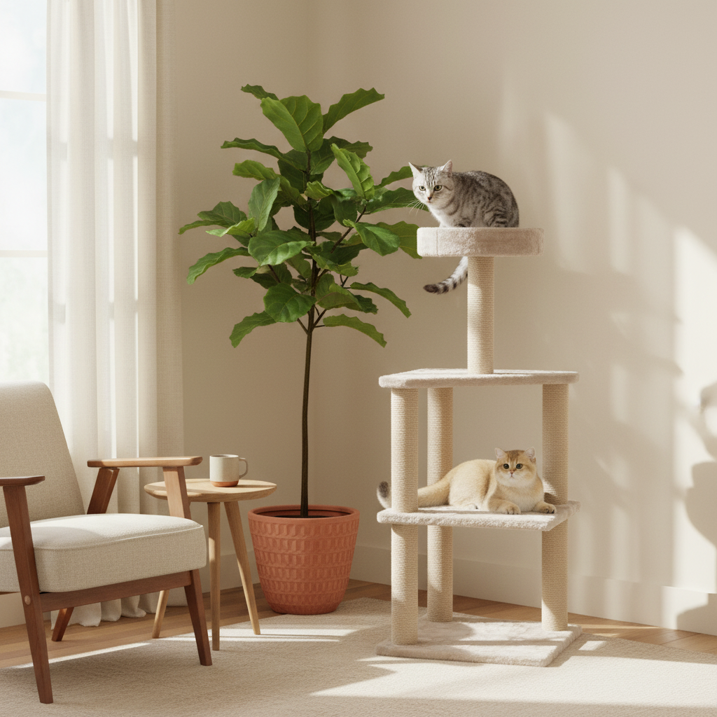 40-Inch 4-Layer Indoor Cat Tree Tower - lifestyle AI photoshoot