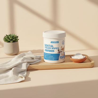 Dog & Cat Dental Cleaning Finger Wipes 58 Count - lifestyle AI photoshoot