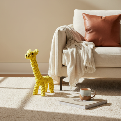 Giraffe Cotton Dental Rope Dog Toy - lifestyle AI photoshoot