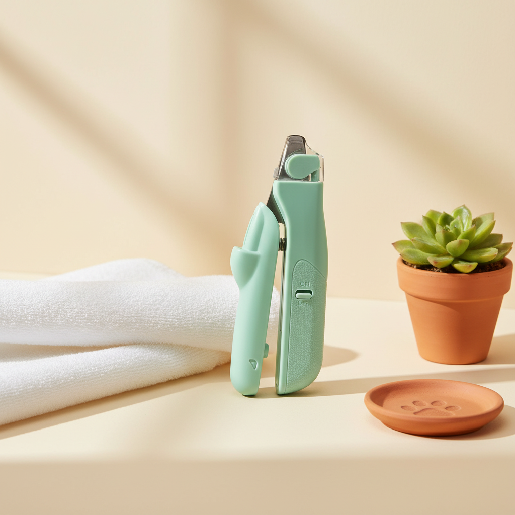 Pet Nail Clippers with LED Safety Light - Stainless Steel for Dogs and Cats - lifestyle AI photoshoot