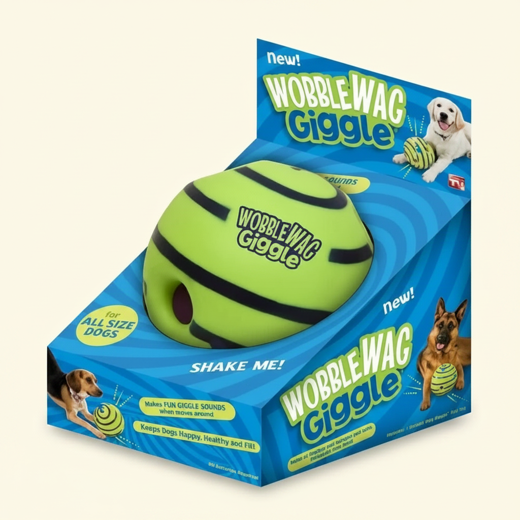 Wobble Wag Treat Dispensing Dog Toy - studio AI photoshoot