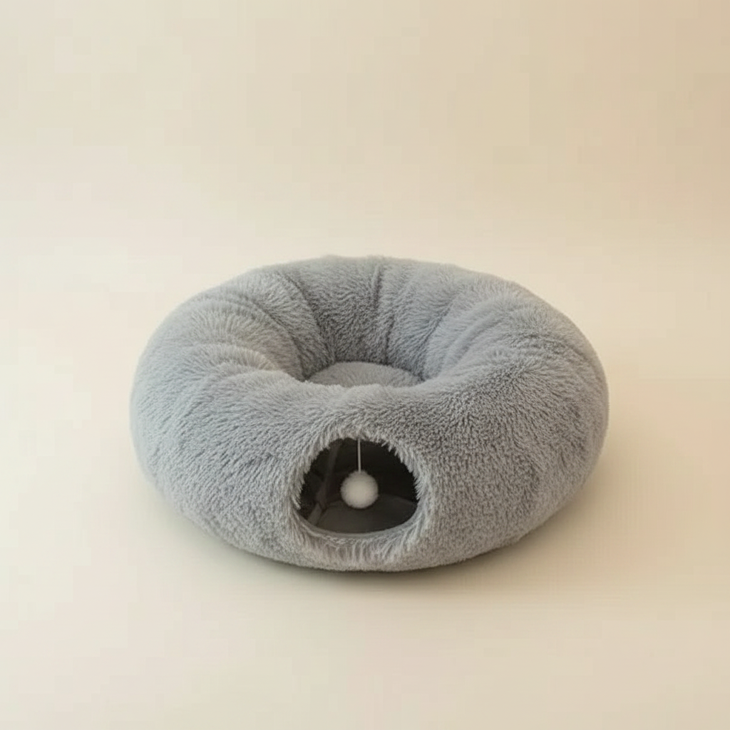 2-in-1 Round Tunnel Cat Bed - studio AI photoshoot