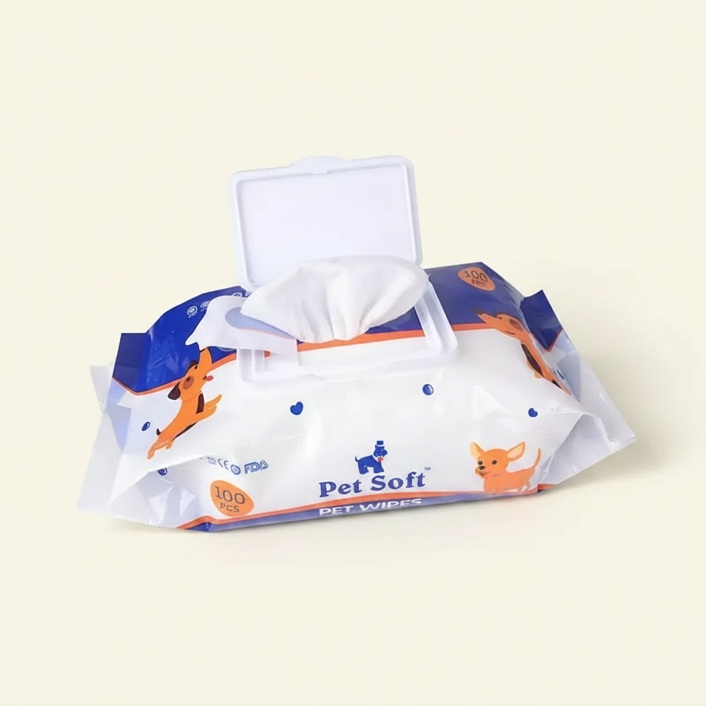 Cat & Dog Paw Cleaning Wipes 100 Count - studio AI photoshoot
