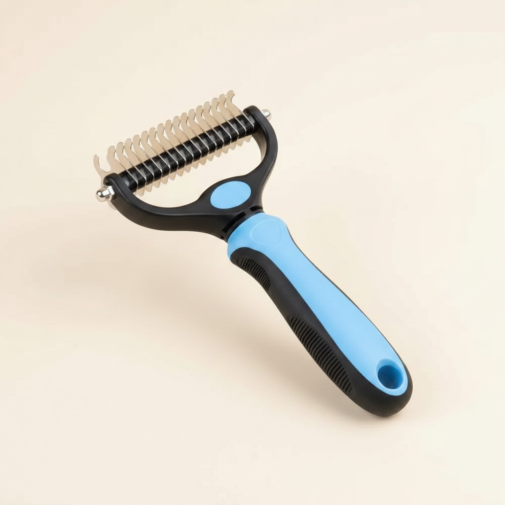 Professional Double-Sided Pet Grooming Brush - studio AI photoshoot