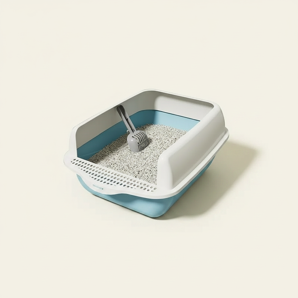 Large Semi-Enclosed Cat Litter Box - studio AI photoshoot