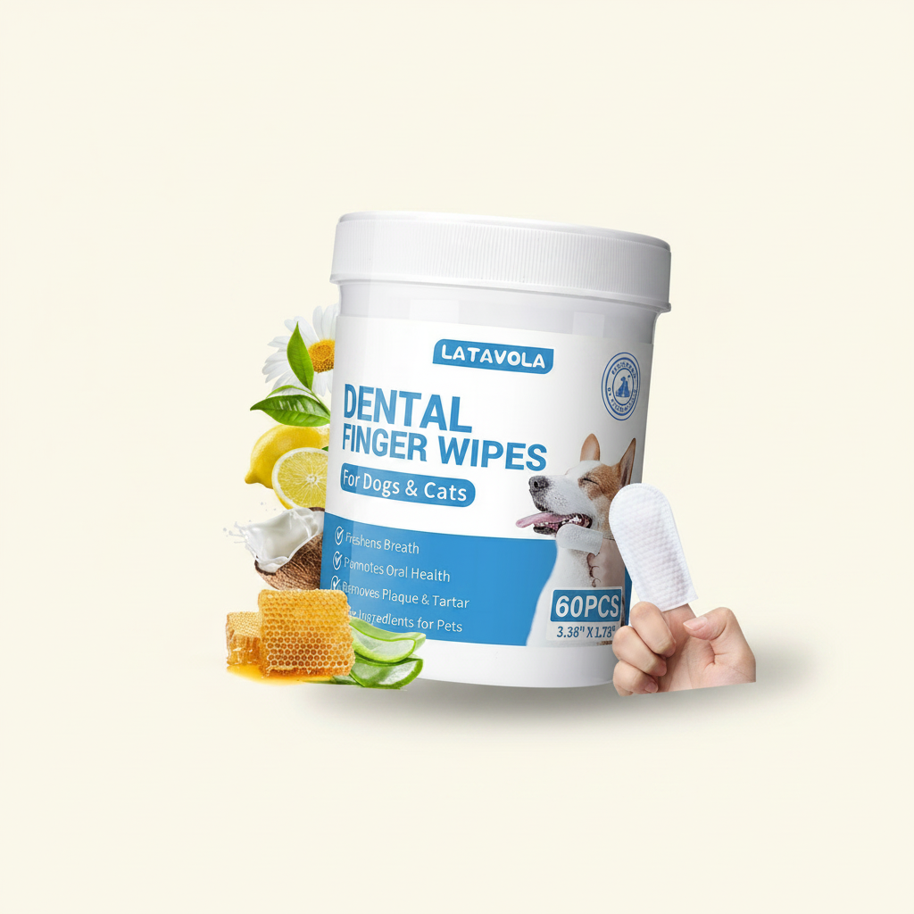 Dog & Cat Dental Cleaning Finger Wipes 58 Count - studio AI photoshoot