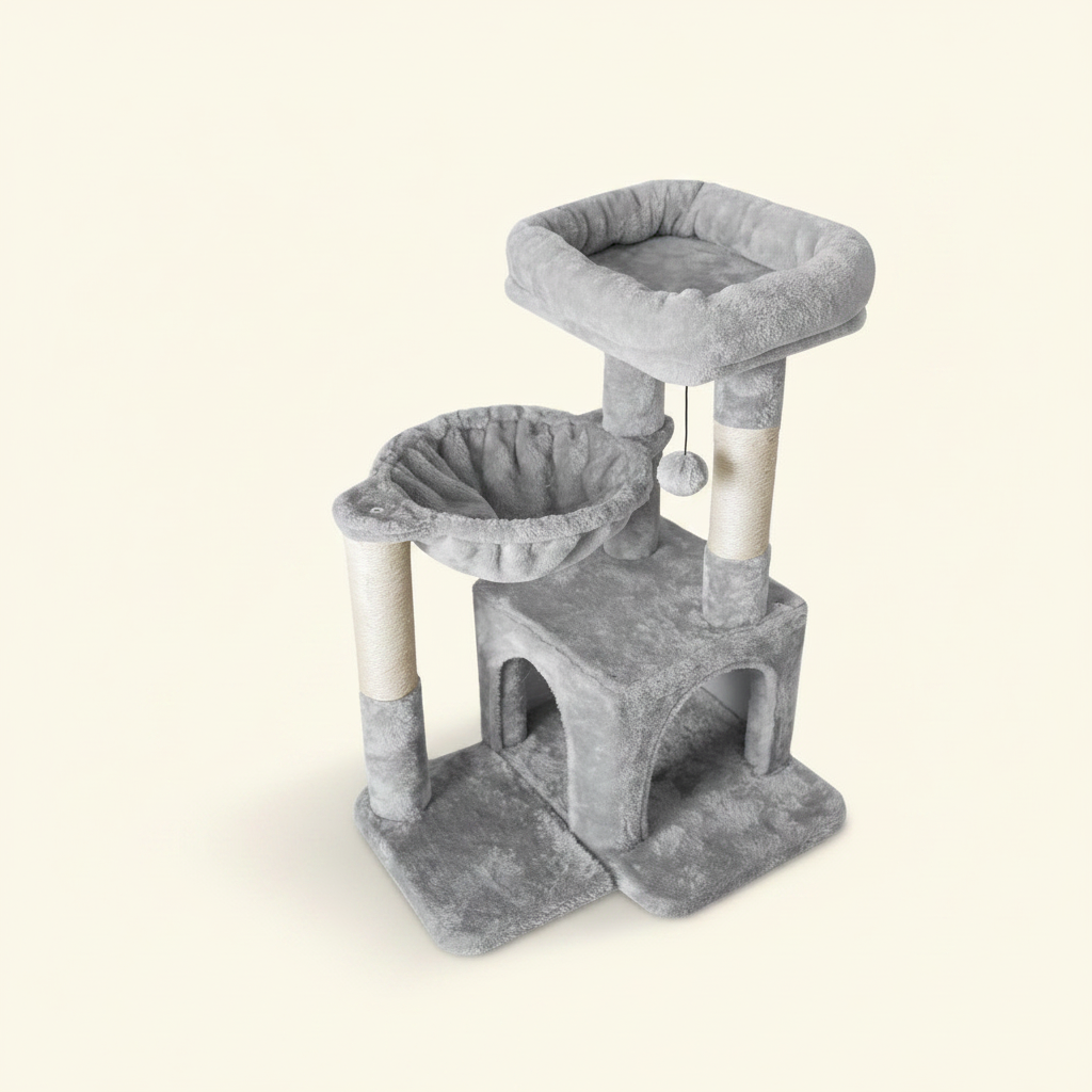 Cat Tree Tower with Hammock & Scratching Post - studio AI photoshoot