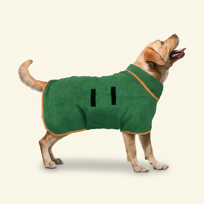Microfiber Dog Drying Towel Robe - Super Absorbent Adjustable Bathrobe for All Sizes - studio AI photoshoot