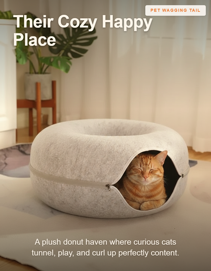 Round Cat Donut Bed - Their Cozy Happy Place
