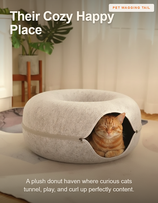 Round Cat Donut Bed - Their Cozy Happy Place