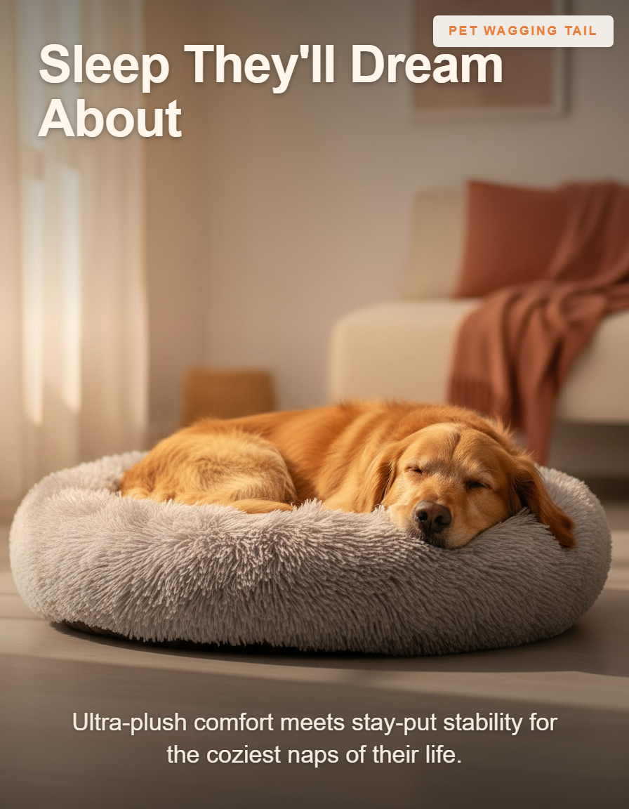 Plush Round Pet Bed - Sleep They'll Dream About