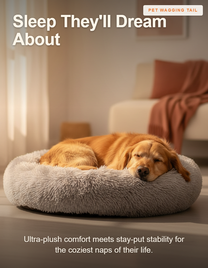 Plush Round Pet Bed - Sleep They'll Dream About