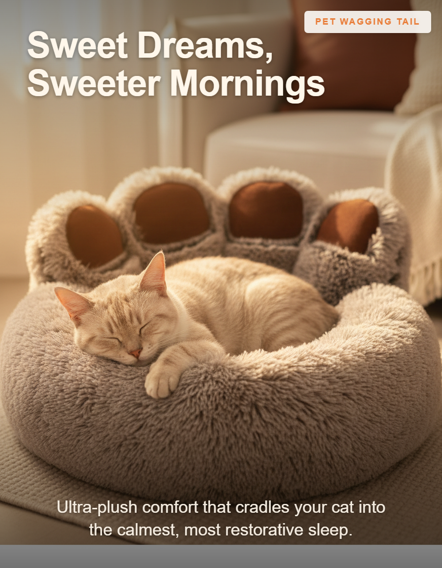Long Stretch-Out Plush Cat Bed - Sweet Dreams, Sweeter Mornings