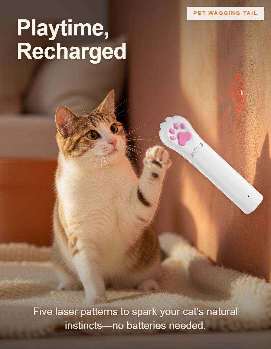 5-Pattern UV Laser Cat Toy - Playtime, Recharged