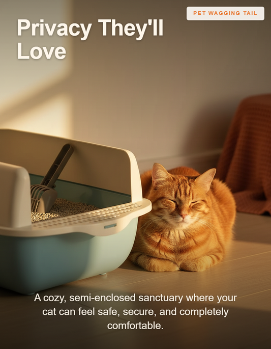Large Semi-Enclosed Cat Litter Box - Privacy They'll Love