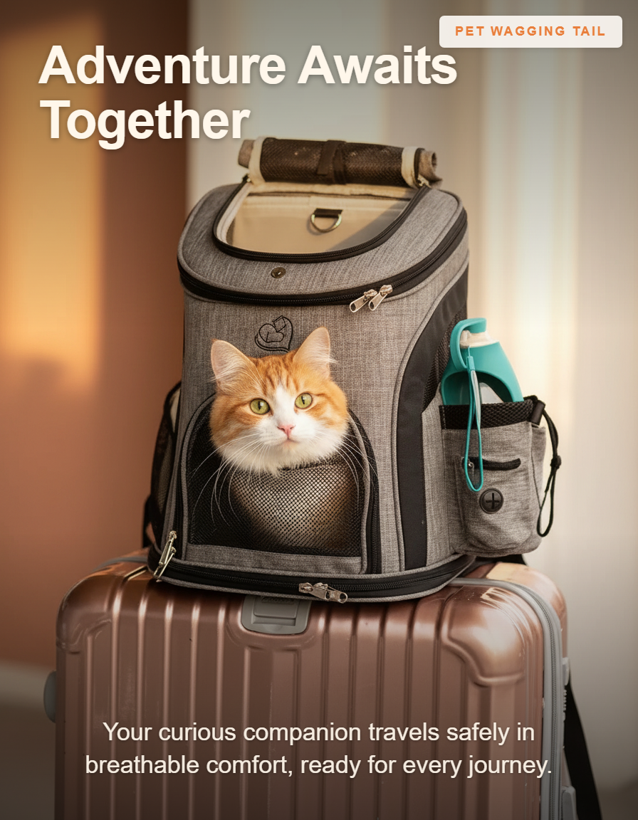 Breathable Cat & Small Pet Backpack Carrier - Adventure Awaits Together