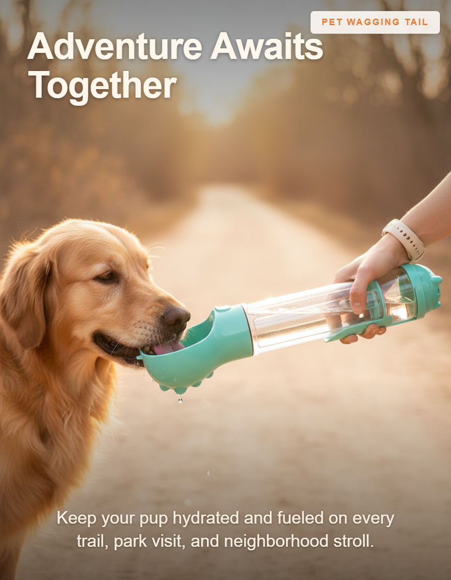 3-in-1 Portable Dog Water Bottle & Food Dispenser - Adventure Awaits Together