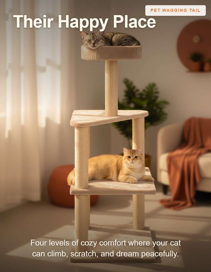 40-Inch 4-Layer Indoor Cat Tree Tower - Their Happy Place