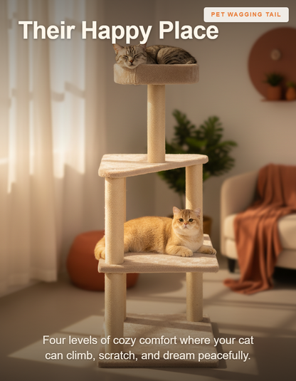 40-Inch 4-Layer Indoor Cat Tree Tower - Their Happy Place