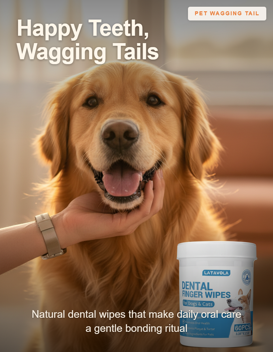 Dog & Cat Dental Cleaning Finger Wipes 58 Count - Happy Teeth, Wagging Tails