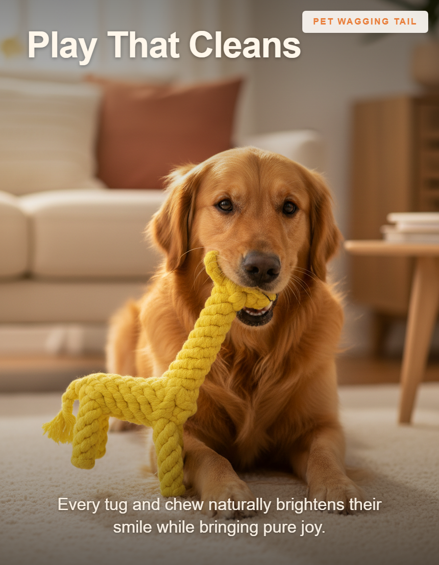 Giraffe Cotton Dental Rope Dog Toy - Play That Cleans