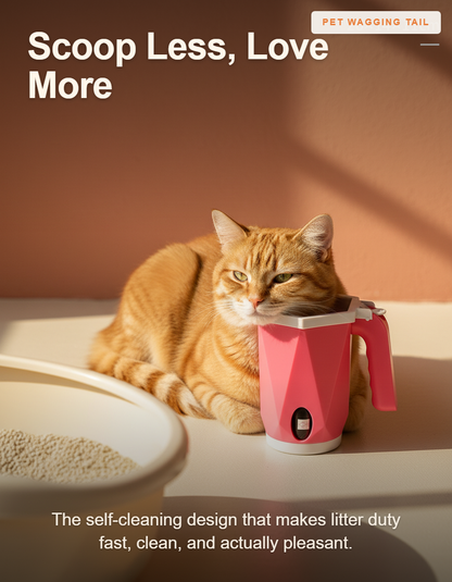 Self-Cleaning Cat Litter Scoop - Large Ergonomic Design for Clumping & Non-Clumping Litter - Scoop Less, Love More