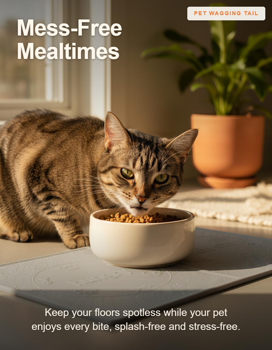 Silicone Pet Food Mat - Waterproof Non-Slip Spill Catcher for Dog and Cat Bowls - Mess-Free Mealtimes