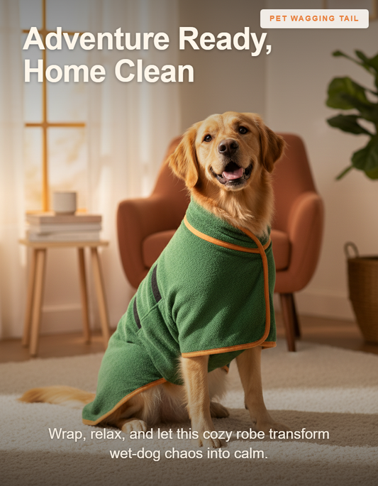 Microfiber Dog Drying Towel Robe - Super Absorbent Adjustable Bathrobe for All Sizes - Adventure Ready, Home Clean