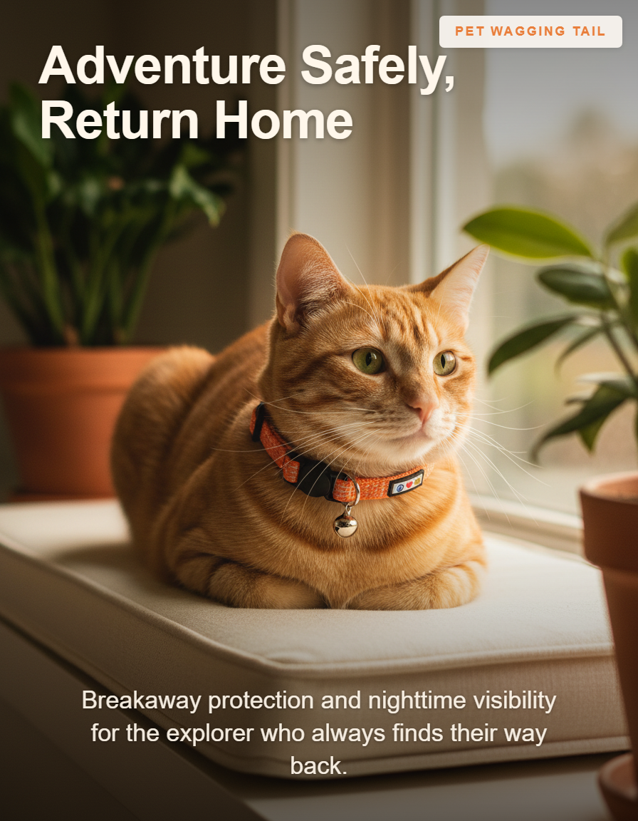 Reflective Cat Collar with Safety Breakaway Buckle and Removable Bell - Adventure Safely, Return Home